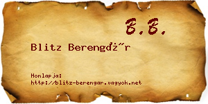 Blitz Berengár névjegykártya